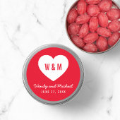 Editable Background Monogram Heart Modern Wedding Ronde Sticker