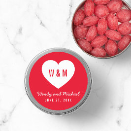 Editable Background Monogram Heart Modern Wedding Ronde Sticker