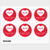 Editable Background Monogram Heart Modern Wedding Ronde Sticker (Vel)