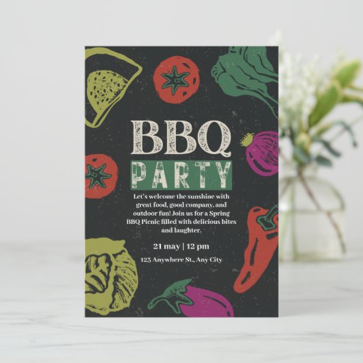 Editable Backyard BBQ Game Night Invitation  Kaart (Staand voorkant)