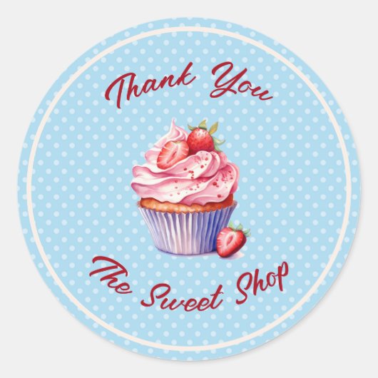 Editable Bakery Thank You Stickers | Cupcake Logo  (Voorkant)