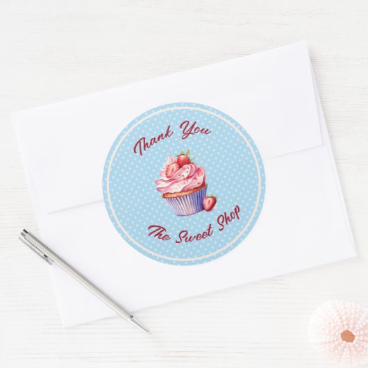 Editable Bakery Thank You Stickers | Cupcake Logo  (Envelop)