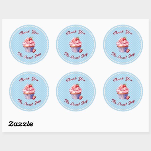 Editable Bakery Thank You Stickers | Cupcake Logo  (Vel)