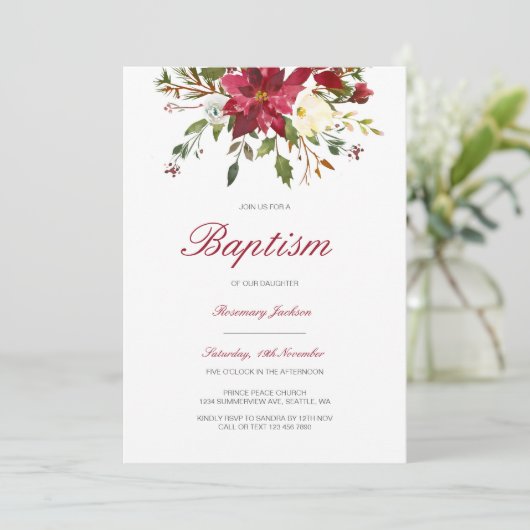 Editable Baptism Invitation, Custom Baptism Invita Kaart (Staand voorkant)