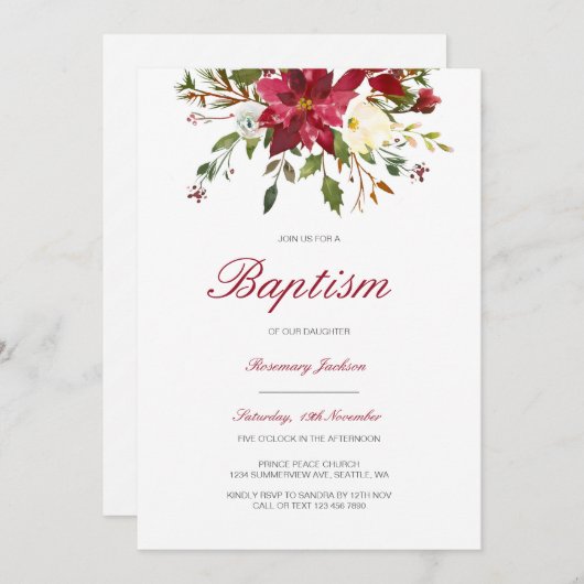 Editable Baptism Invitation, Custom Baptism Invita Kaart (Voorkant / Achterkant)
