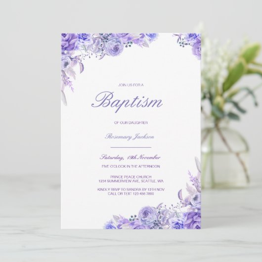 Editable Baptism Invitation, Custom Baptism Invita Kaart (Staand voorkant)