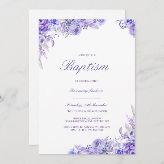 Editable Baptism Invitation, Custom Baptism Invita Kaart (Voorkant / Achterkant)