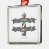 Editable Barbershop Hairdresser Metal Ornament (Links)