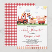 Editable Barnyard Farm Animals Baby shower Kaart (Voorkant / Achterkant)
