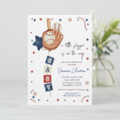 Editable Baseball Baby Shower Little Rookie Kaart (Staand voorkant)