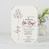 Editable Baseball Baby Shower Rookie Baby Sprinkle Kaart (Staand voorkant)