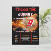 Editable Baseball Birthday Invitation Kaart (Staand voorkant)