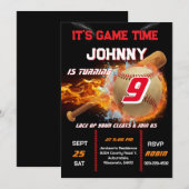 Editable Baseball Birthday Invitation Kaart (Voorkant / Achterkant)