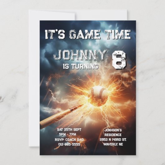 Editable Baseball Birthday Invitation Kaart (Voorkant)