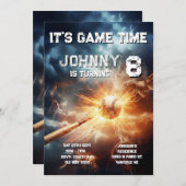 Editable Baseball Birthday Invitation Kaart (Voorkant / Achterkant)