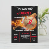Editable Baseball Birthday Invitation Kaart (Staand voorkant)