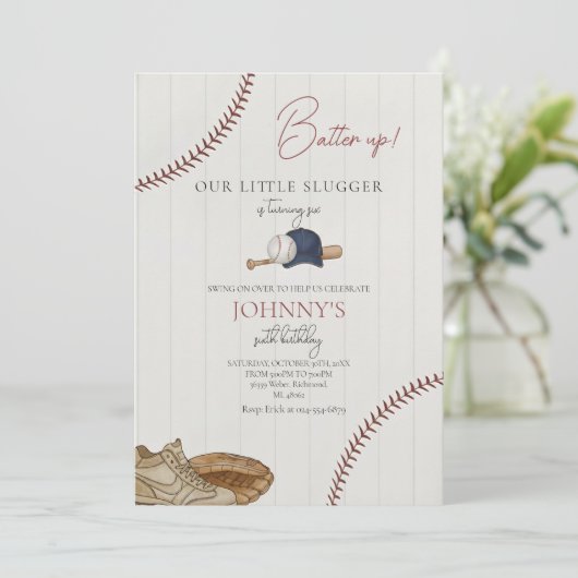 Editable Baseball Birthday Invitation Kaart (Staand voorkant)