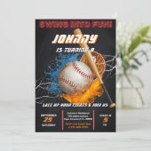 Editable Baseball Birthday Invitation Template Kaart (Staand voorkant)
