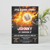 Editable Baseball Birthday Party Invitation Kaart (Staand voorkant)