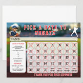 Editable Baseball Fundraiser Calendar  Kaart (Voorkant / Achterkant)