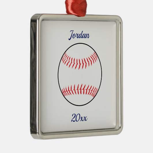 Editable Baseball Softball Metalen Ornament (Rechts)