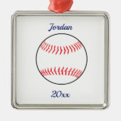 Editable Baseball Softball Metalen Ornament (Voorkant)