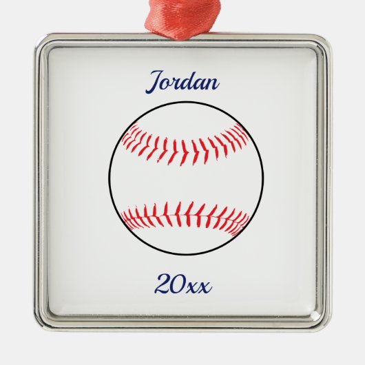 Editable Baseball Softball Metalen Ornament (Voorkant)