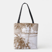Editable  Beach Etching in Brown Canvas tas (Achterkant)