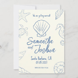 Editable Beach Wedding Save the Date Card Kaart
