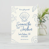 Editable Beach Wedding Save the Date Card Kaart (Staand voorkant)
