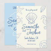 Editable Beach Wedding Save the Date Card Kaart (Voorkant / Achterkant)