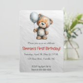 Editable Bear and a Balloon Birthday Kaart (Staand voorkant)