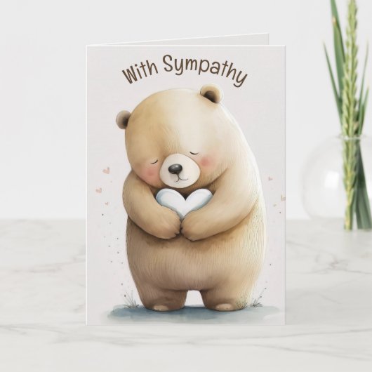 Editable Bear With Heart Sympathy Kaart (Voorkant)