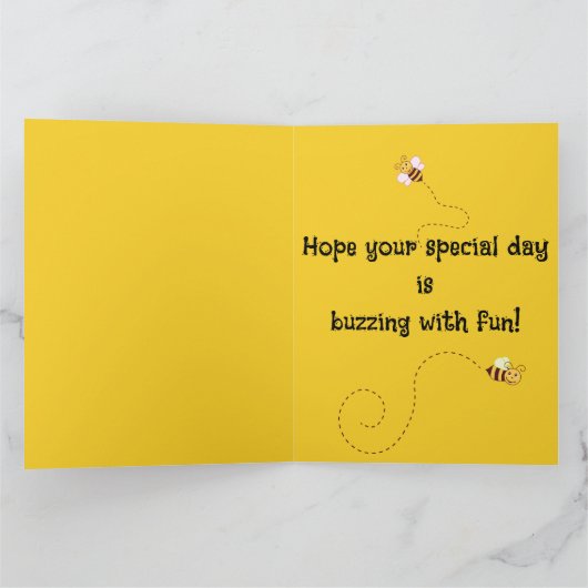 Editable Bees and a Beehive Greeting Kaart (Binnen)