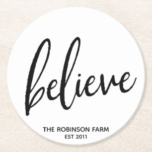 EDITABLE Believe Onderzetters van de Farmhouse-sti