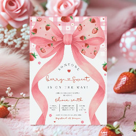 Editable Berry Sweet Baby Shower Invitation, Blush Kaart