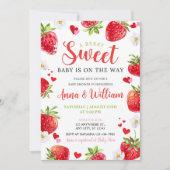 Editable Berry Sweet Baby Shower Invitation, Blush Kaart (Voorkant)