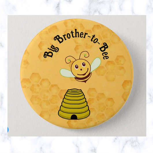 Editable Big Brother-to-Bee Bumblebee Baby shower Ronde Button 7,6 Cm