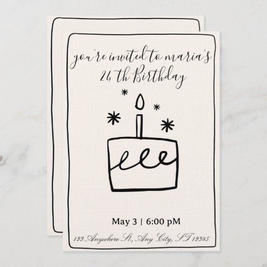 Editable Birthday Invitation – Colorful Party Temp Kaart (Voorkant / Achterkant)