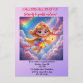 Editable Birthday Invitation – Superheroine Theme Briefkaart (Voorkant)