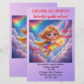 Editable Birthday Invitation – Superheroine Theme Briefpapier (Voorkant / Achterkant)