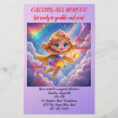 Editable Birthday Invitation – Superheroine Theme Briefpapier (Voorkant)