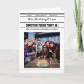Editable Birthday Newspaper Photo Template Card Kaart (Voorkant)