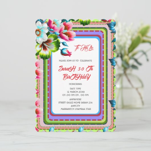 Editable Birthday Party Invi Hand Drawn Invitatio Kaart (Staand voorkant)