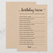 Editable Birthday trivia Birthday party game (Voorkant / Achterkant)