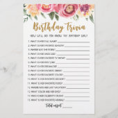 Editable Birthday trivia Birthday party game (Voorkant)