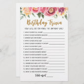 Editable Birthday trivia Birthday party game (Voorkant / Achterkant)