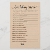 Editable Birthday trivia Birthday party game (Voorkant)