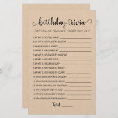 Editable Birthday trivia Birthday party game (Voorkant / Achterkant)