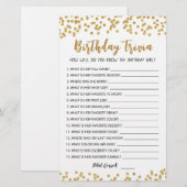 Editable Birthday trivia Birthday party game (Voorkant / Achterkant)